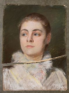 Joseph Henry Boston, pastel portrait of a woman