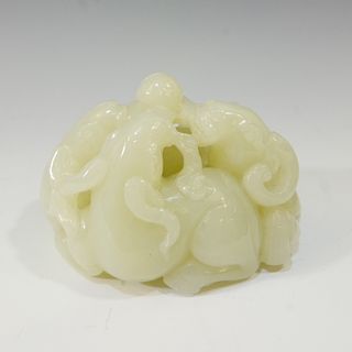 CHINESE ANTIQUE CARVED JADE GOATS - 18/19TH CENTURY