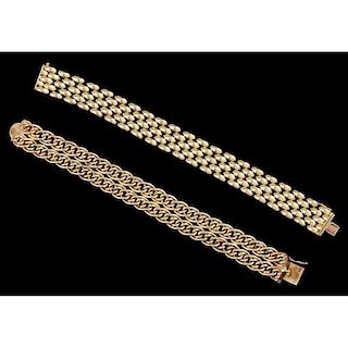 Two 14KT Yellow Gold Bracelets