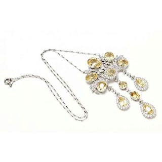 Antique Platinum, Fancy Sapphire, and Diamond Necklace, att. Tiffany & Co.