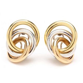 Tri Color 18KT Gold Earrings, Italy