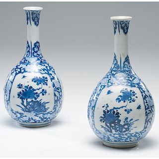 Chinese Blue and White Kangxi Bottle Vases