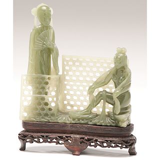 Spinach Green Jade Figural Group
