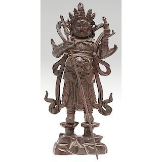 Chinese Bronze Guardian Figure 