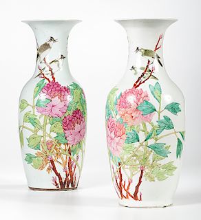 Chinese Vases with Floral Decoration
