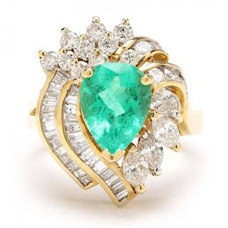 18KT Emerald and Diamond Ring