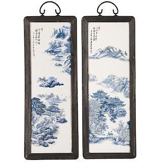 Chinese Porcelain Plaques with Landscapes