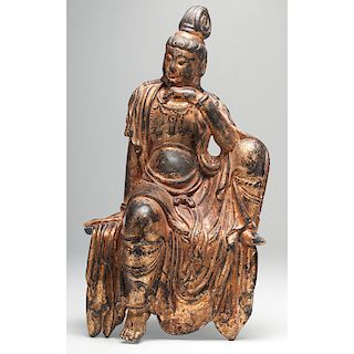 Chinese Late Qing Dry Lacquer Guanyin Carving 