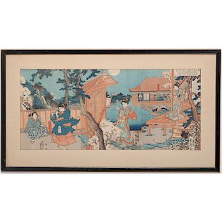 Japanese Color Woodblock Triptych