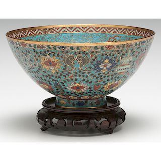 Chinese Cloisonne Bowl with Buddhist Theme