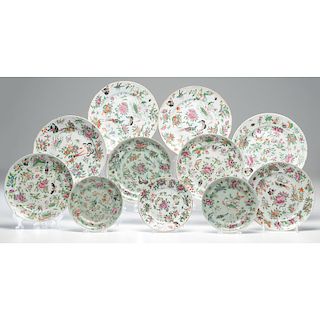 Chinese Export Famille Rose Plates, Butterfly Motif