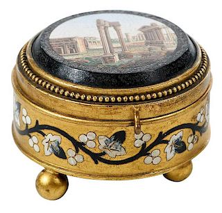 Micromosaic Gilt and Enamel Decorated Box