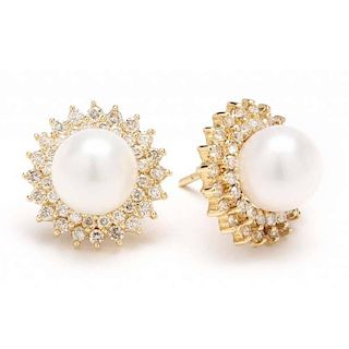 14KT Pearl and Diamond Earrings