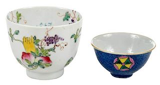 Two Finely Enameled Tea Cups