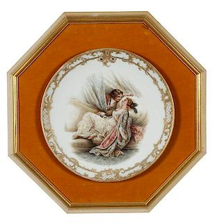 Hand Painted Porcelain Plate of Young Lovers