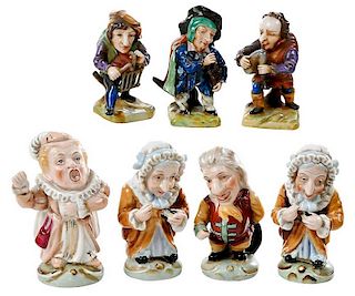 Seven Handpainted Porcelain Dwarf Figures