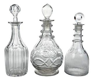  Three 18th/19th Century Cut Glass Decanters