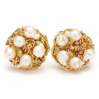 14KT Gold and Pearl Earrings, Nikki Feldbaum