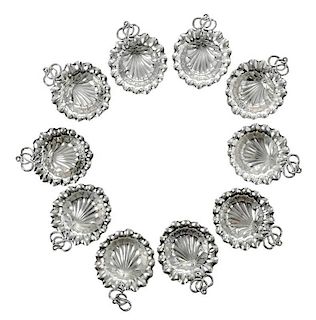Set of Ten Durgin Sterling Shell Nut Dishes