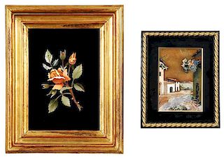 Two Framed Pietra Dura Plaques