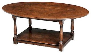 William & Mary Style Oak Oval Low Table