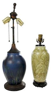 Two Rookwood Pottery Vases Converted to Lamps