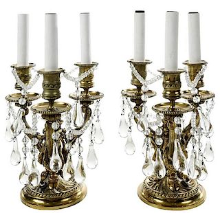 Pair Louis XVI Style Bronzet Table Lamps