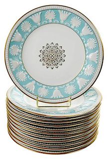 12 RPM Turquoise and Gilt Plates
