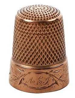 Kirk & Son 14kt. Thimble with Leather Case