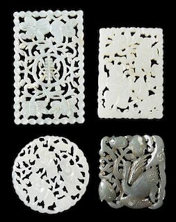 Four Carved Jade/Hardstone Plaques and Disc