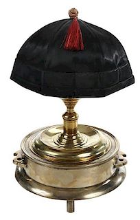 Chinese Brass Hat Stand With Silk Hat