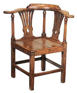 Chippendale Oak Corner Chair