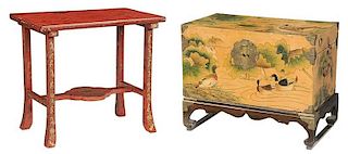 Chinese Red Lacquer and Gilt Low Table