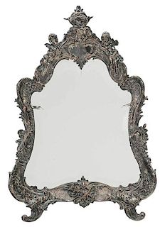 Baroque Style Silver-Plated Figural Mirror