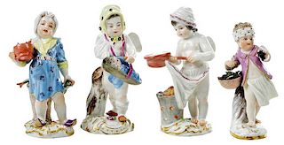 Four Small Meissen Cherub Figures