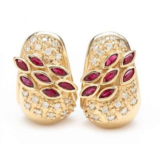 14KT Ruby and Diamond Earrings