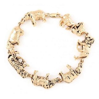 14KT Gold Safari Animal Bracelet