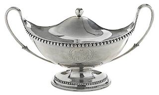 Large English Silver Covered Urn