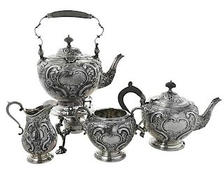 Four Piece English Silver Tea Service