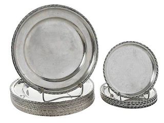 Eighteen Italian Silver Plates