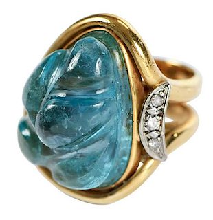 18kt. Blue Topaz & Diamond Ring