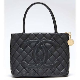 Quilted Caviar Leather Medallion Tote, Chanel