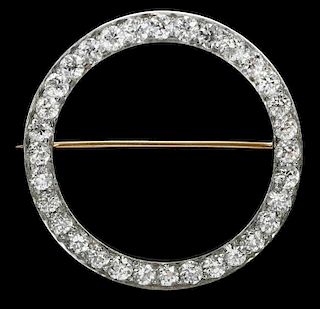 Art Deco Platinum Diamond Circle Brooch