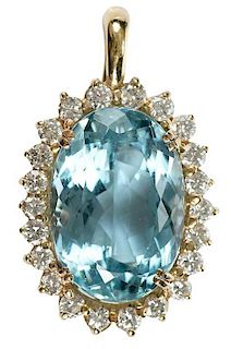 14kt. Aquamarine & Diamond Pendant