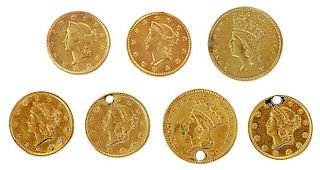 Seven United States $1 Gold Coins