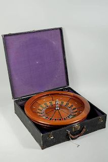 Vintage Cased Gambler's Traveling Roulette Wheel