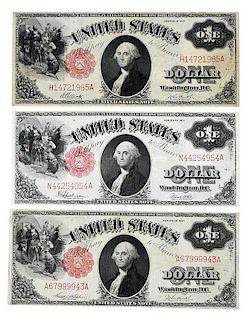 Three 1917 Legal Tender $1 Notes