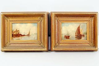 R.S. Austin Two Works "Sailboats" O/C