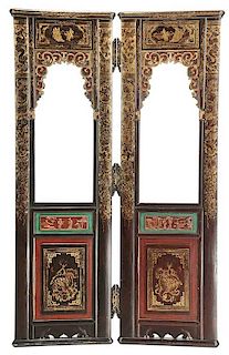 Pair of Chinese Parcel-Gilt Interior Doors