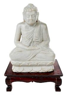 Carved White Marble Buddha